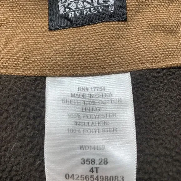 Youth Polar King By Key Brown Fleece Lined Insulated Jacket Toddler Size 4 T